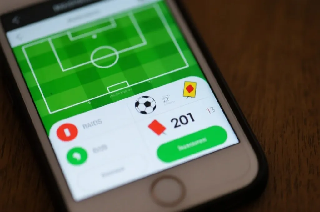 手机屏幕显示足球比赛实时数据统计